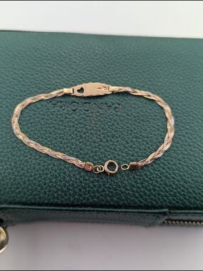 ✨ 10K Tri-Color Gold Braided Bracelet | Yellow, Rose & White Gold | Heart ✨